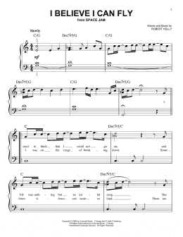 page one of I Believe I Can Fly (Very Easy Piano)