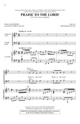 page one of Praise To The Lord! (SATB Choir)