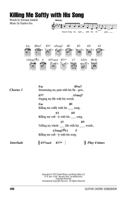 page one of Killing Me Softly With His Song (Guitar Chords/Lyrics)