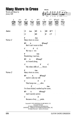 page one of Many Rivers To Cross (Guitar Chords/Lyrics)