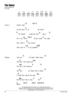 page one of The Dance (Guitar Chords/Lyrics)