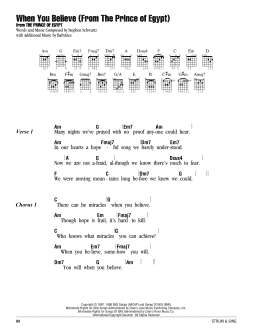 page one of When You Believe (From The Prince Of Egypt) (Guitar Chords/Lyrics)