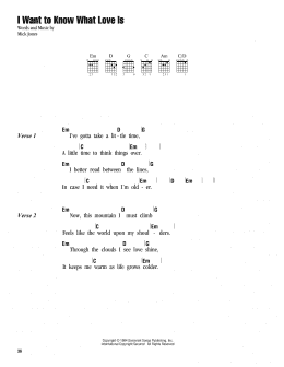 page one of I Want To Know What Love Is (Guitar Chords/Lyrics)