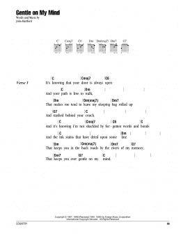 page one of Gentle On My Mind (Guitar Chords/Lyrics)