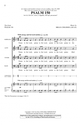 page one of Psalm 150 (SATB Choir)