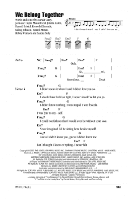 page one of We Belong Together (Guitar Chords/Lyrics)