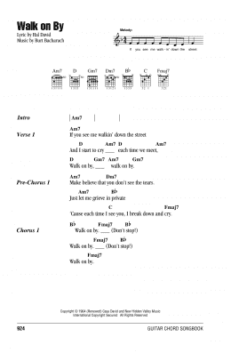 page one of Walk On By (Guitar Chords/Lyrics)