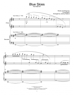 page one of Blue Skies (Piano Duet)