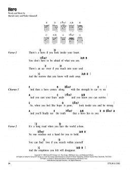 page one of Hero (Guitar Chords/Lyrics)