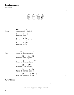 page one of Guantanamera (Guitar Chords/Lyrics)