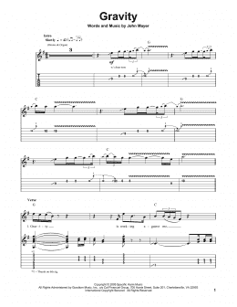 page one of Gravity (Guitar Tab (Single Guitar))