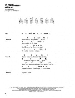 page one of 10,000 Reasons (Bless The Lord) (Guitar Chords/Lyrics)