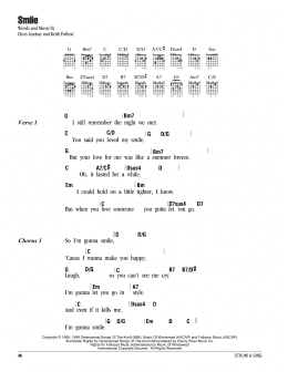 page one of Smile (Guitar Chords/Lyrics)