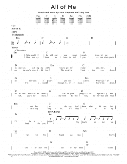 page one of All Of Me (Guitar Cheat Sheet)