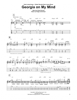 page one of Georgia On My Mind (Guitar Tab)