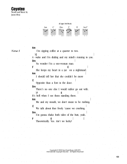 page one of Coyotes (Guitar Chords/Lyrics)