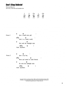 page one of Don't Stop Believin' (Ukulele Chords/Lyrics)