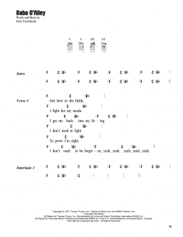 page one of Baba O'Riley (Ukulele Chords/Lyrics)