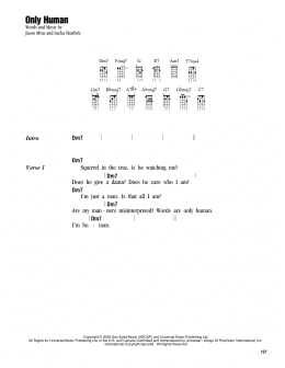 page one of Only Human (Ukulele Chords/Lyrics)