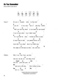 page one of Do You Remember (Ukulele Chords/Lyrics)