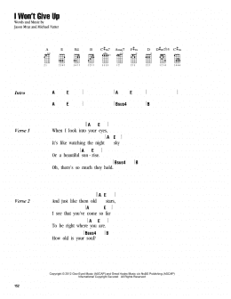 page one of I Won't Give Up (Ukulele Chords/Lyrics)