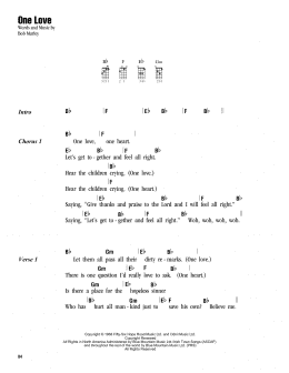 page one of One Love (Ukulele Chords/Lyrics)