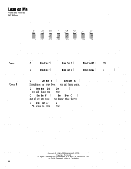 page one of Lean On Me (Ukulele Chords/Lyrics)