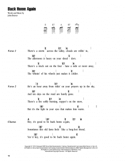 page one of Back Home Again (Ukulele Chords/Lyrics)