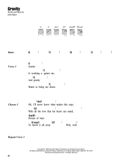 page one of Gravity (Guitar Chords/Lyrics)