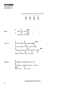 page one of Everybody (Ukulele Chords/Lyrics)