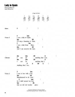 page one of Lady In Spain (Ukulele Chords/Lyrics)