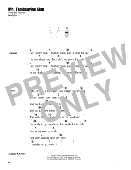 page one of Mr. Tambourine Man (Ukulele Chords/Lyrics)