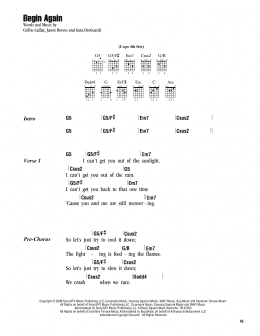 page one of Begin Again (Guitar Chords/Lyrics)