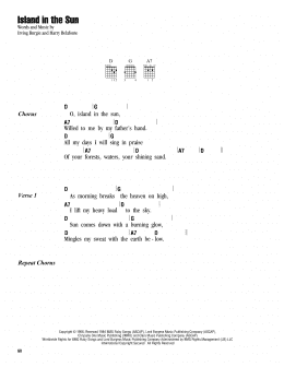 page one of Island In The Sun (Guitar Chords/Lyrics)