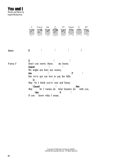 page one of You And I (Guitar Chords/Lyrics)