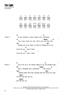 page one of The Light (Guitar Chords/Lyrics)