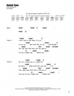 page one of Basket Case (Guitar Chords/Lyrics)