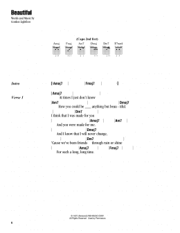 page one of Beautiful (Guitar Chords/Lyrics)