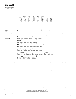 page one of You And I (Ukulele Chords/Lyrics)