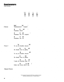 page one of Guantanamera (Ukulele Chords/Lyrics)