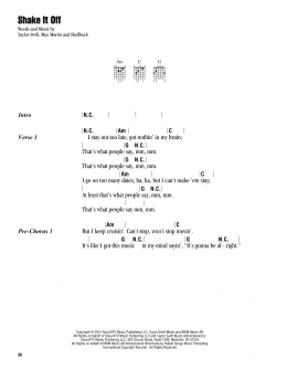 page one of Shake It Off (Guitar Chords/Lyrics)