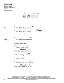 page one of Diamonds (Guitar Chords/Lyrics)