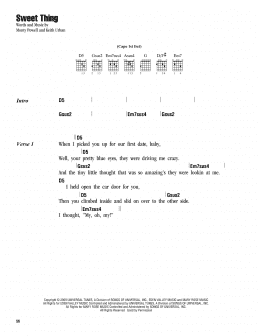 page one of Sweet Thing (Guitar Chords/Lyrics)