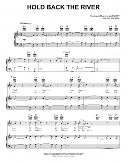 page one of Hold Back The River (Piano, Vocal & Guitar Chords (Right-Hand Melody))