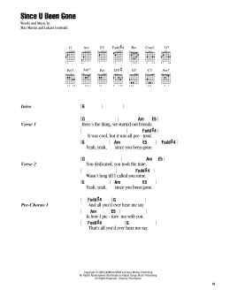 page one of Since U Been Gone (Guitar Chords/Lyrics)