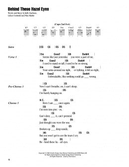 page one of Behind These Hazel Eyes (Guitar Chords/Lyrics)