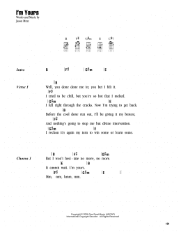 page one of I'm Yours (Ukulele Chords/Lyrics)