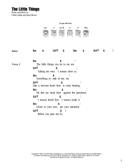 page one of The Little Things (Guitar Chords/Lyrics)