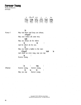 page one of Forever Young (Guitar Chords/Lyrics)