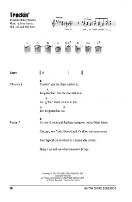 page one of Truckin' (Guitar Chords/Lyrics)